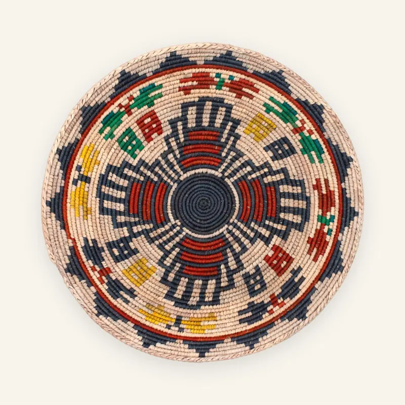 Classic handwoven wall plate, 35 cm, in black, red, green