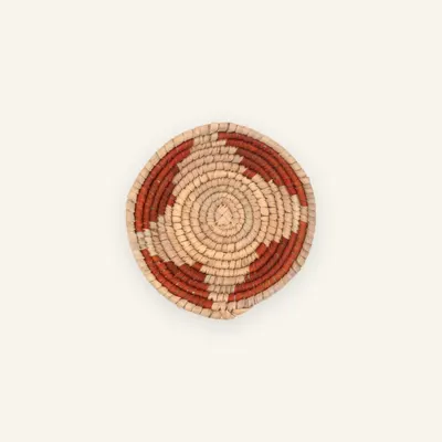 Mini handwoven wall plate, 11 cm, in natural beige, rust